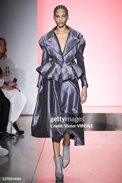 Model walks the runway during the Son Jung Wan Ready to Wear Fall/Winter 2022-2023 fashion show as part of the New York Fashion Week on February 12,...