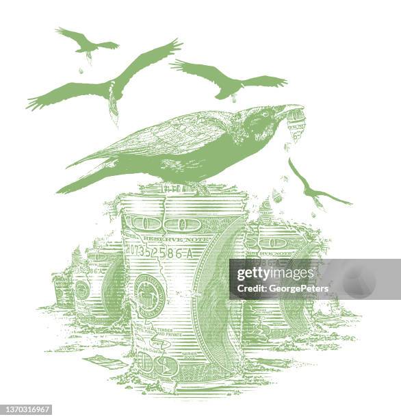 inflation and recession - vulture vector stock illustrations