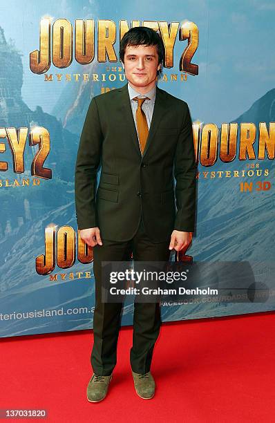 Actor Josh Hutcherson arrives for the world premiere of "Journey 2: The Mysterious Island" at Village Cinemas Jam Factory on January 15, 2012 in...