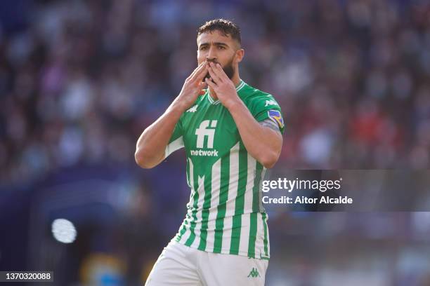 Nabil Fekir of Real Betis celebrates after scoring goal during the LaLiga Santander match between Levante UD and Real Betis at Ciutat de Valencia...