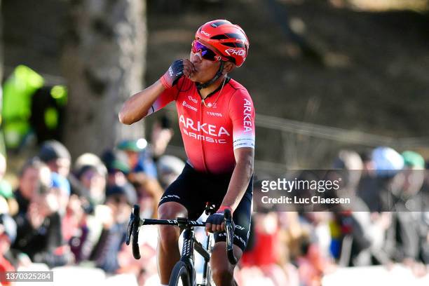 Nairo Alexander Quintana Rojas of Colombia and Team Arkéa - Samsic celebrates winning during the 6th Tour de La Provence 2022, Stage 3 a 180,6km...
