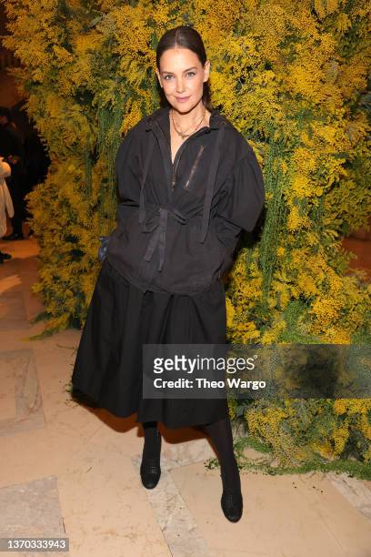 Katie Holmes attends Ulla Johnson - Front Row & Backstage - February 2022 New York Fashion Week on February 13, 2022 in New York City.