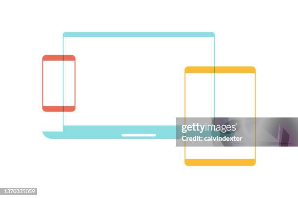 laptop computer tablet pc and smart phone designs - iphone flat stock illustrations