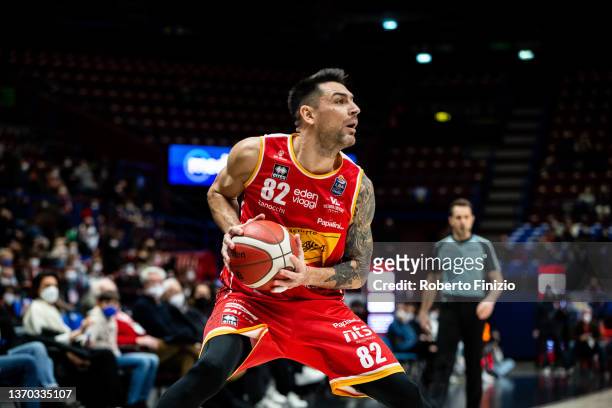 Carlos Delfino of Carpegna Prosciutto Pesaro in action during the 2021/2022 Italian Basketball League LBA Lega Basket A Regular Season Round 20 match...