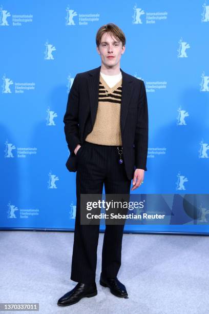 Actor Louis Hofmann poses at the "Der Passfälscher" photocall during the 72nd Berlinale International Film Festival Berlin at Grand Hyatt Hotel on...