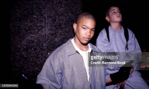 Rappers Syco Smoov and Kaos of QUO poses for photos at the LeMeridien Hotel in Chicago, Illinois in December 1994.