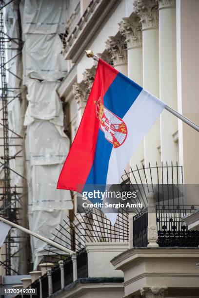 national flag of serbia - serbian flag stock pictures, royalty-free photos & images