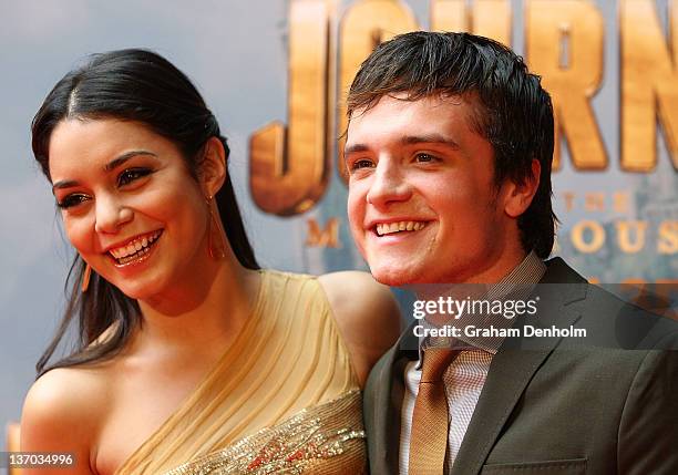 Actors Vanessa Hudgens and Josh Hutcherson arrive for the world premiere of "Journey 2: The Mysterious Island" at Village Cinemas Jam Factory on...
