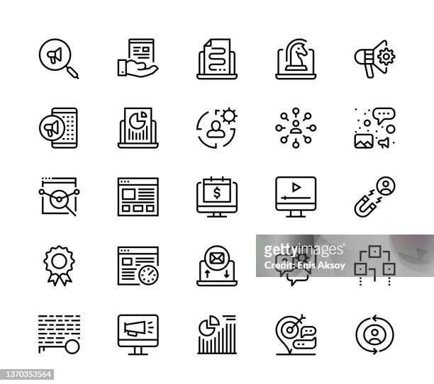 digital marketing icons - content icon stock illustrations