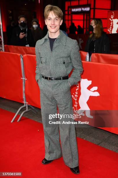 Actor Louis Hofmann attends the "Der Passfälscher" premiere during the 72nd Berlinale International Film Festival Berlin at Friedrichstadtpalast on...