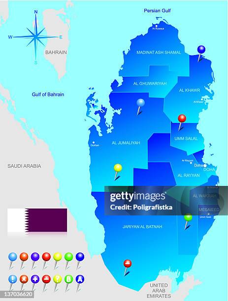 map of qatar - middle eastern pattern stock illustrations