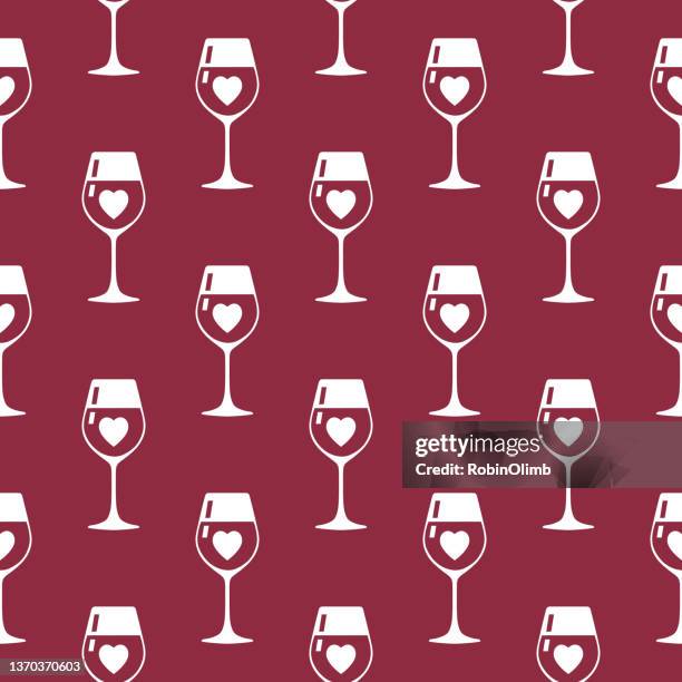 heart wine glass seamless pattern - appreciation background stock illustrations