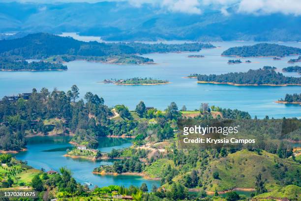 beautiful landscape of guatapé lake in antioquia, colombia - antioquia stock pictures, royalty-free photos & images