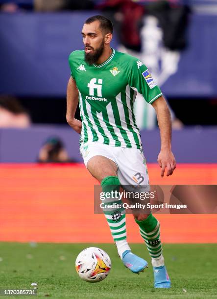 Borja Iglesias of Real Betis in action during the La Liga Santander match between Levante UD and Real Betis at Ciutat de Valencia on February 13,...