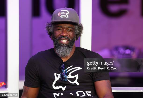 Former NLF player Ed Reed attends Super Bowl LVI between the Los Angeles Rams and the Cincinnati Bengals at SoFi Stadium on February 13, 2022 in...
