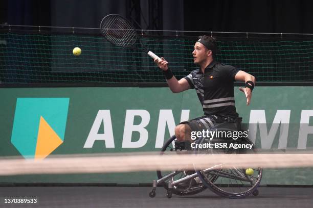 Alfie Hewett of Great Britain in action during the finalmatch in single wheelchairs against Gustavo Fernandez of Argentina at the 49th ABN AMRO World...