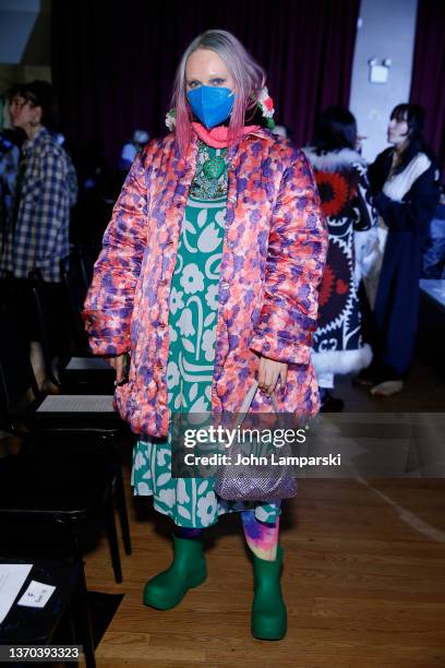 Kristen Bateman attends Puppets & Puppets fall fashion show during New York Fashion Week on February 13, 2022 in New York City.