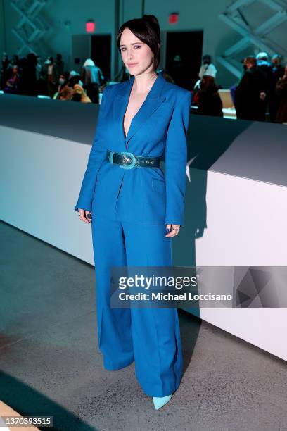 Rachel Brosnahan attends the Sergio Hudson runway show during New York Fashion Week: The Shows at Spring Studios on February 13, 2022 in New York...