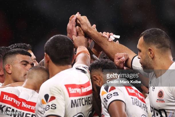 During the match between the Men's Indigenous All Stars and the Men's Maori All Stars at CommBank Stadium on February 12, 2022 in Sydney, Australia.