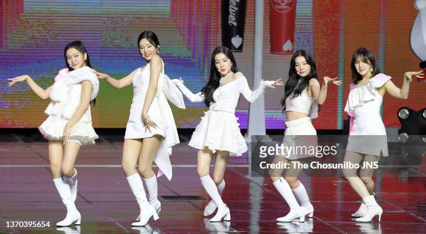 Red Velvet performs during the 11th Gaon Chart Music Awards at Jamsil Arena on January 27, 2022 in Seoul, South Korea.