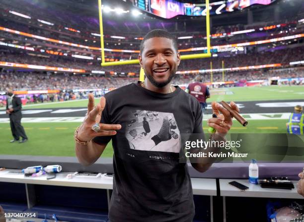 Usher attends Super Bowl LVI at SoFi Stadium on February 13, 2022 in Inglewood, California.