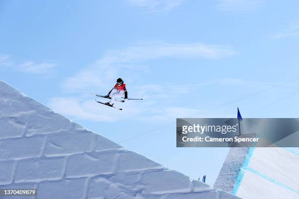 Tess Ledeux of Team France performs a trick during the Women's Freestyle Skiing Freeski Slopestyle Qualification on Day 10 of the Beijing 2022 Winter...