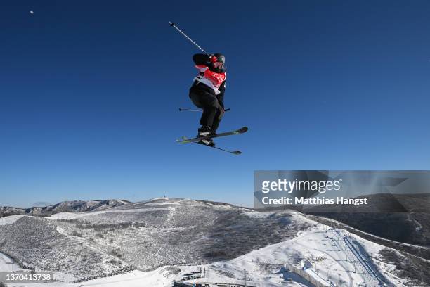 Katie Summerhayes of Team Great Britain performs a trick in practice ahead of the Women's Freestyle Skiing Freeski Slopestyle Qualification on Day 10...