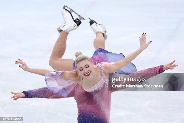 Piper Gilles and Paul Poirier of Team Canada skate during the Ice Dance Free Dance on day ten of the Beijing 2022 Winter Olympic Games at Capital...