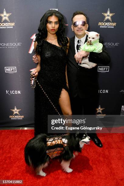 Anthony Rubio and model at New York Fashion Week Powered By Art Hearts Fashion at The Ziegfeld Ballroom on February 13, 2022 in New York City.