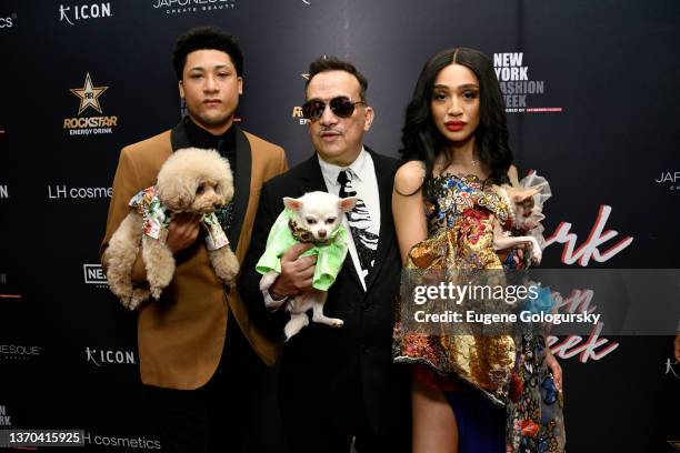 Anthony Rubio and models attend New York Fashion Week Powered By Art Hearts Fashion at The Ziegfeld Ballroom on February 13, 2022 in New York City.
