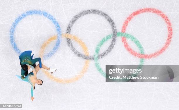 Shiyue Wang and Xinyu Liu of Team China skate during the Ice Dance Free Dance on day ten of the Beijing 2022 Winter Olympic Games at Capital Indoor...