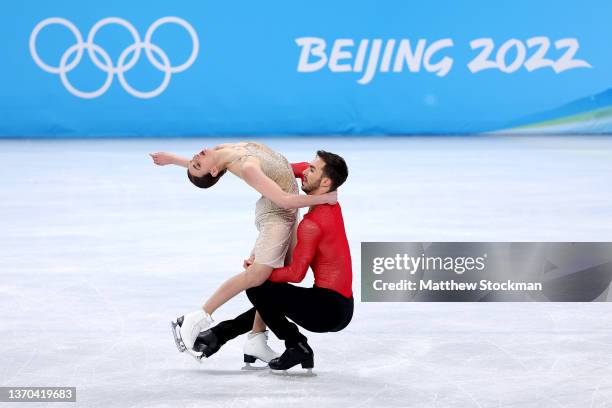 Gabriella Papadakis and Guillaume Cizeron of Team France skate during the Ice Dance Free Dance on day ten of the Beijing 2022 Winter Olympic Games at...