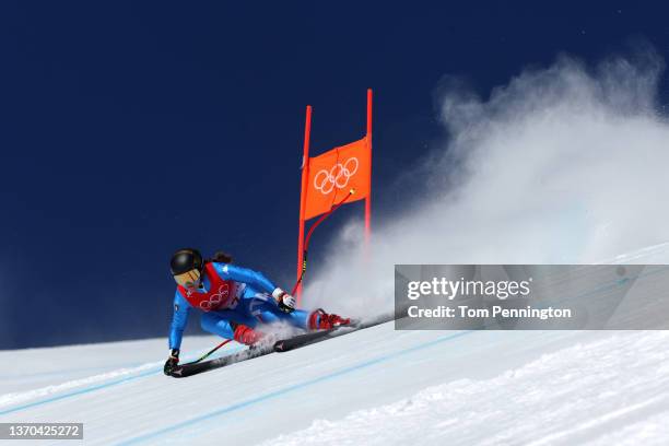 Sofia Goggia of Team Italy skis during the Women's Downhill 3rd Training on day 10 of the Beijing 2022 Winter Olympic Games at National Alpine Ski...