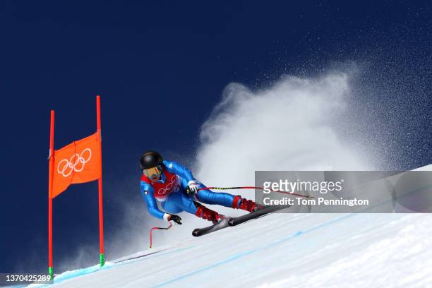 Sofia Goggia of Team Italy skis during the Women's Downhill 3rd Training on day 10 of the Beijing 2022 Winter Olympic Games at National Alpine Ski...