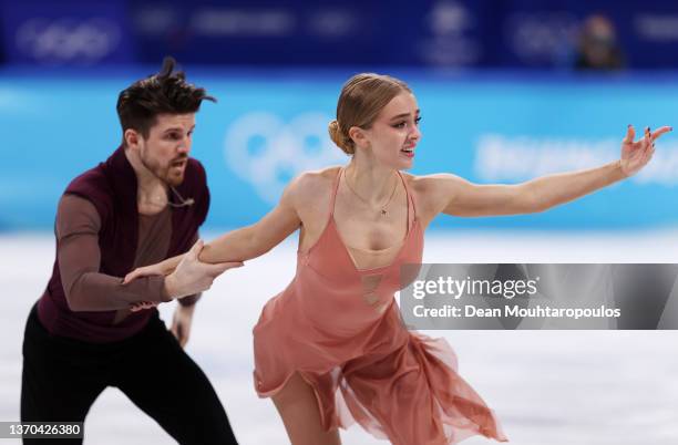 Alexandra Stepanova and Ivan Bukin of Team ROC skate during the Ice Dance Free Dance on day ten of the Beijing 2022 Winter Olympic Games at Capital...