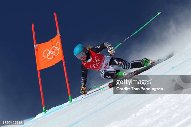 Alice Robinson of Team New Zealand skis during the Women's Downhill 3rd Training on day 10 of the Beijing 2022 Winter Olympic Games at National...