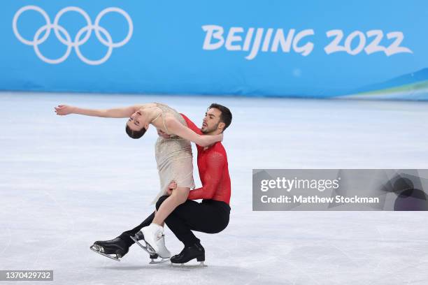 Gabriella Papadakis and Guillaume Cizeron of Team France skate during the Ice Dance Free Dance on day ten of the Beijing 2022 Winter Olympic Games at...