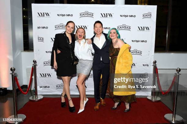 Elizabeth Solomeina, Stasi Berezovskaya, Bayr Ubushi, and Jaqueline Lunkes attend the Flying Solo NYFW February 2022 Afterparty on February 13, 2022...