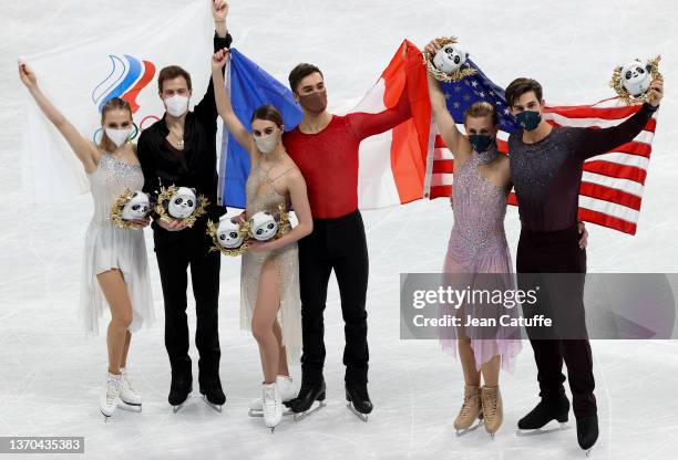 Gold medalists Gabriella Papadakis and Guillaume Cizeron of France , Silver medalists Victoria Sinitsina and Nikita Katsalapov of Russia , Bronze...