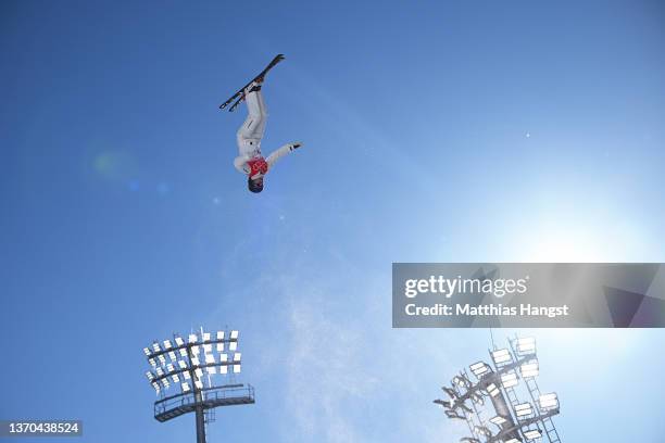 Laura Peel of Team Australia performs a trick during the Women's Freestyle Skiing Aerials Qualification on Day 10 of the Beijing 2022 Winter Olympics...