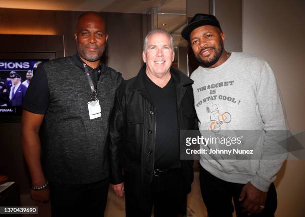 Chris Spencer, Thomas J Henry and D-Nice attend the Thomas J Henry Super Bowl LVI Experience on February 13, 2022 in Inglewood, California.