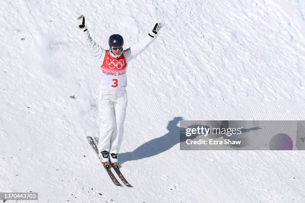 Laura Peel of Team Australia reacts during the Women's Freestyle Skiing Aerials Qualification on Day 10 of the Beijing 2022 Winter Olympics at...