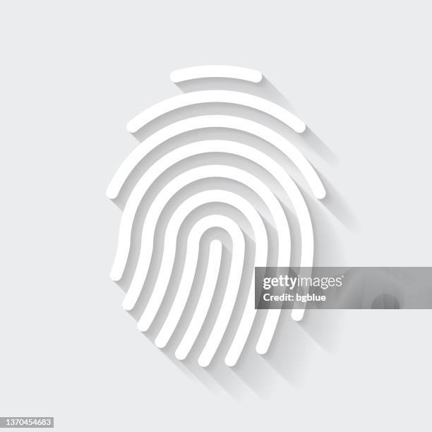 fingerprint. icon with long shadow on blank background - flat design - papers scanning to digital vector stock illustrations