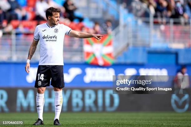 Pedro Leon of CF Fuenlabrada react during the LaLiga Smartbank match between SD Eibar and CF Fuenlabrada at Estadio Municipal de Ipurua on February...