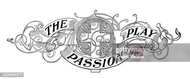 kunstvoller text: the passion theaterspiel - cross symbol stock-grafiken, -clipart, -cartoons und -symbole