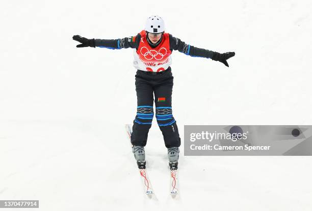 Anastasiya Andryianava of Team Belarus lands during the Women's Freestyle Skiing Aerials Final on Day 10 of the Beijing 2022 Winter Olympics at...