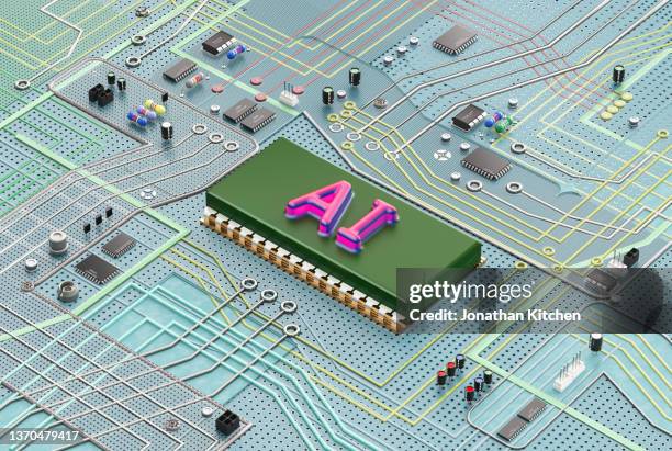 artificial intelligence circuit board  5 - ai fotografías e imágenes de stock