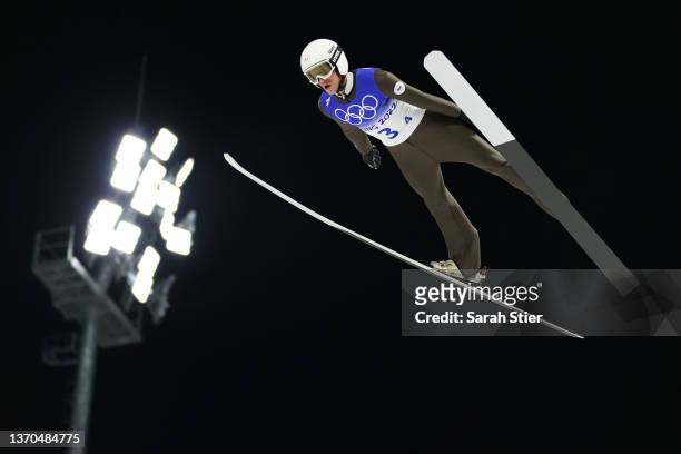 Roman Koudelka of Team Czech Republic competes during the Men's Team Ski jumping first Round For Competition on Day 10 of Beijing 2022 Winter...