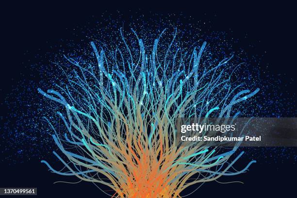 illustrazioni stock, clip art, cartoni animati e icone di tendenza di albero dei dati per la progettazione concettuale. tecnologia aziendale. struttura di connessione della luce del telaio del filo. - radice