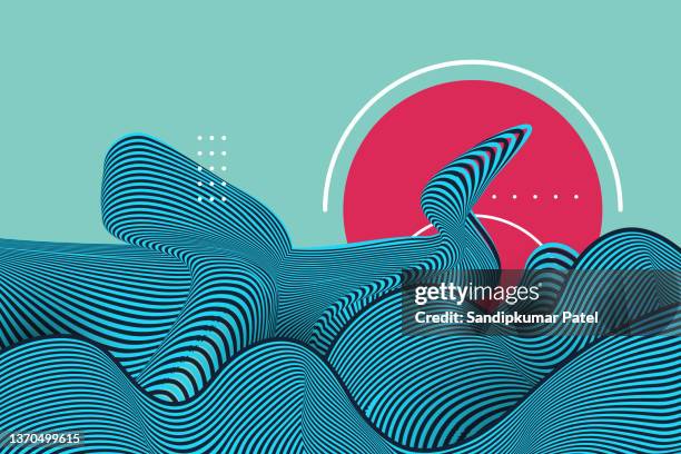 abstract hologram landscape background - topnews stock illustrations